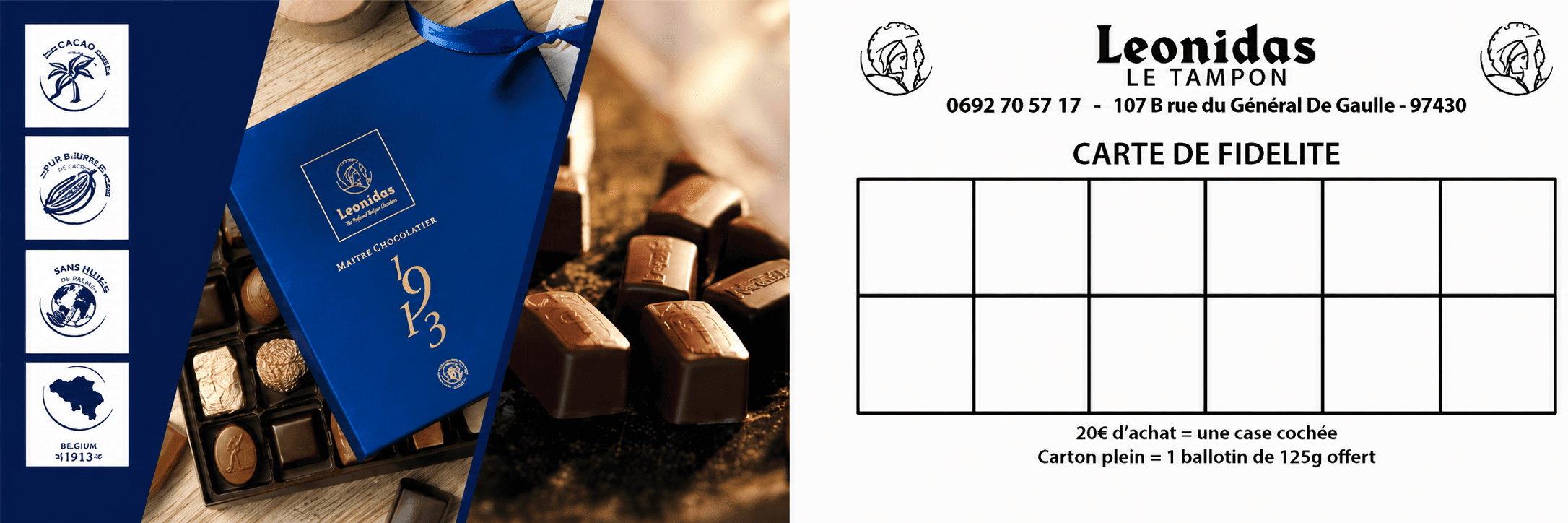 Avec votre carte de fidélité, c’est aussi10% tous le mois de votre anniversaire sur vos achats de ballotins de chocolats en vitrine.